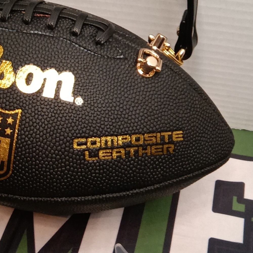 LIMITED EDITION Black and Gold Leather Football Bag π - Picture 17 of 17